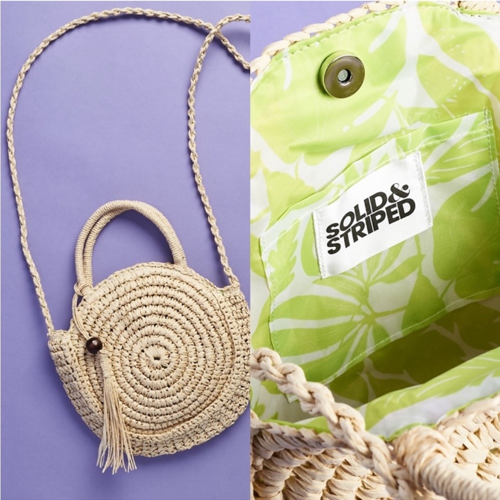 SOLID & STRIPED straw circle bag